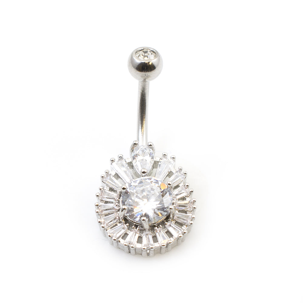 Surgical Steel 14 Gauge Belly Ring with Large CZ Teardrop - photo 3