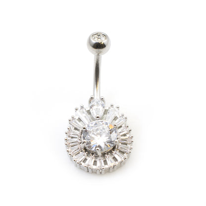 Surgical Steel 14 Gauge Belly Ring with Large CZ Teardrop - photo 3