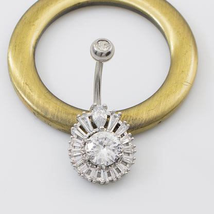 Surgical Steel 14 Gauge Belly Ring with Large CZ Teardrop - photo 4