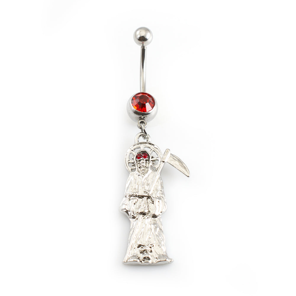 Surgical Steel 14 Gauge Belly Ring with Grim Reaper Dangle - photo 7