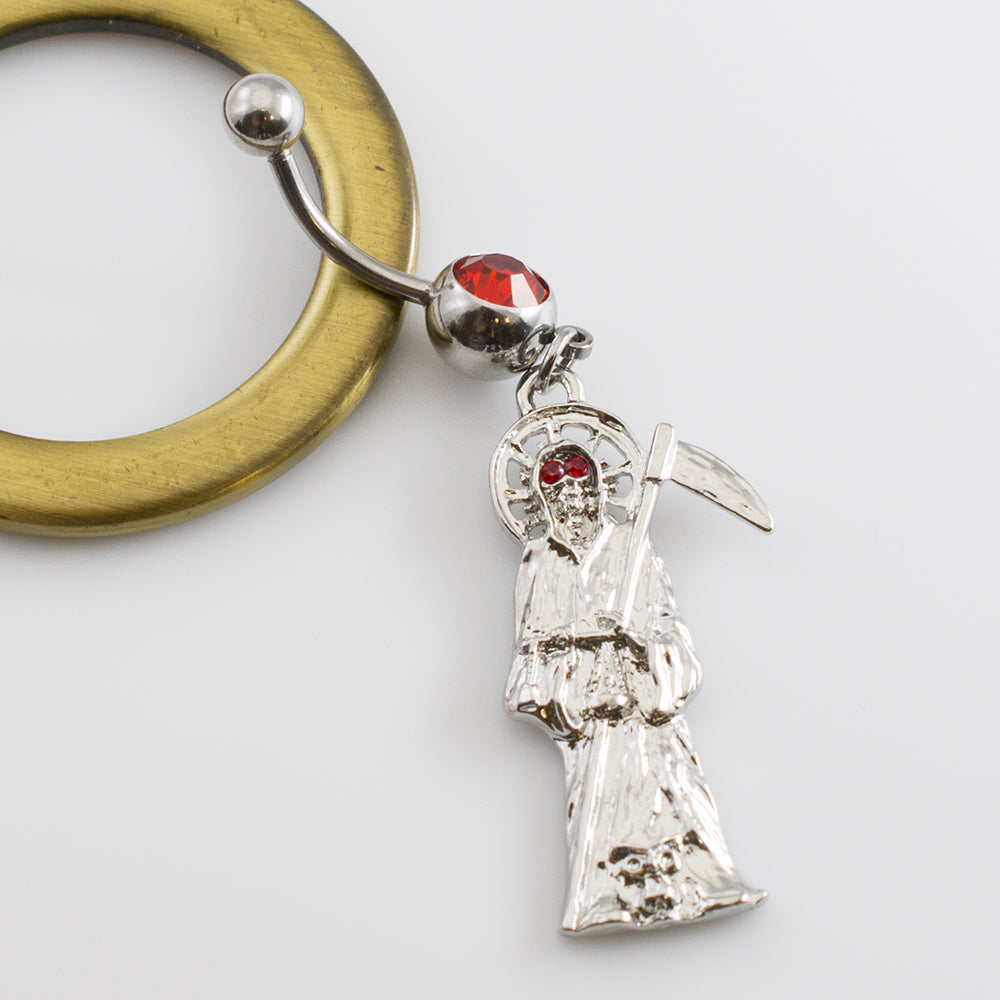 Surgical Steel 14 Gauge Belly Ring with Grim Reaper Dangle - photo 8