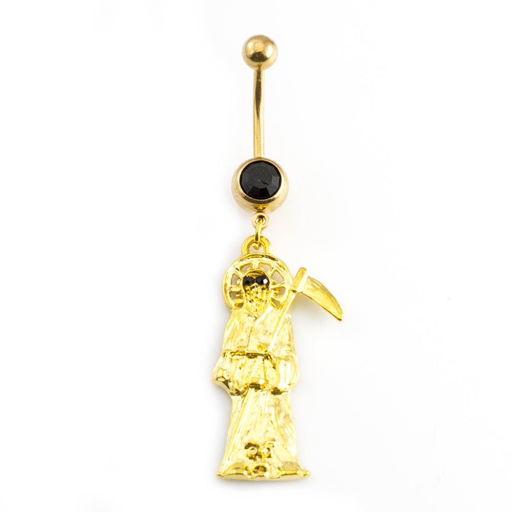 Surgical Steel 14 Gauge Belly Ring with Grim Reaper Dangle - photo 9