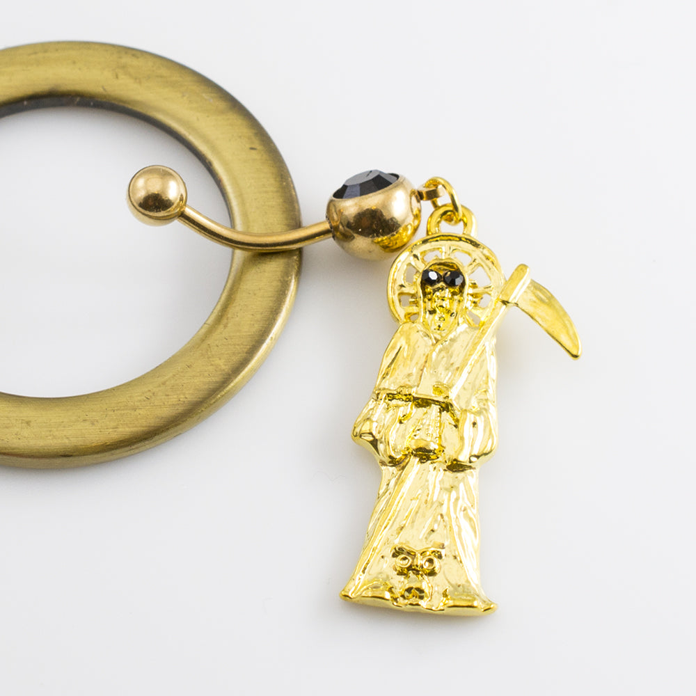 Surgical Steel 14 Gauge Belly Ring with Grim Reaper Dangle - photo 10