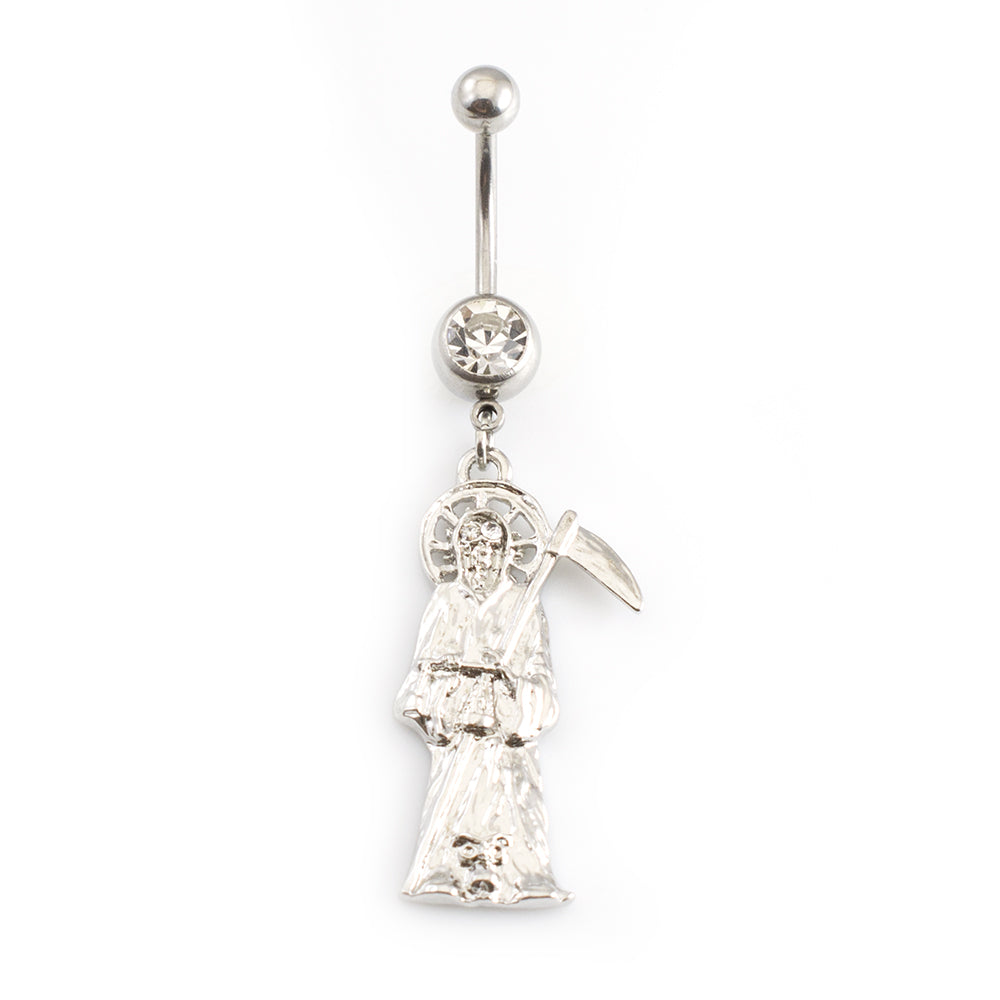 Surgical Steel 14 Gauge Belly Ring with Grim Reaper Dangle - photo 11