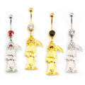 Surgical Steel 14 Gauge Belly Ring with Grim Reaper Dangle