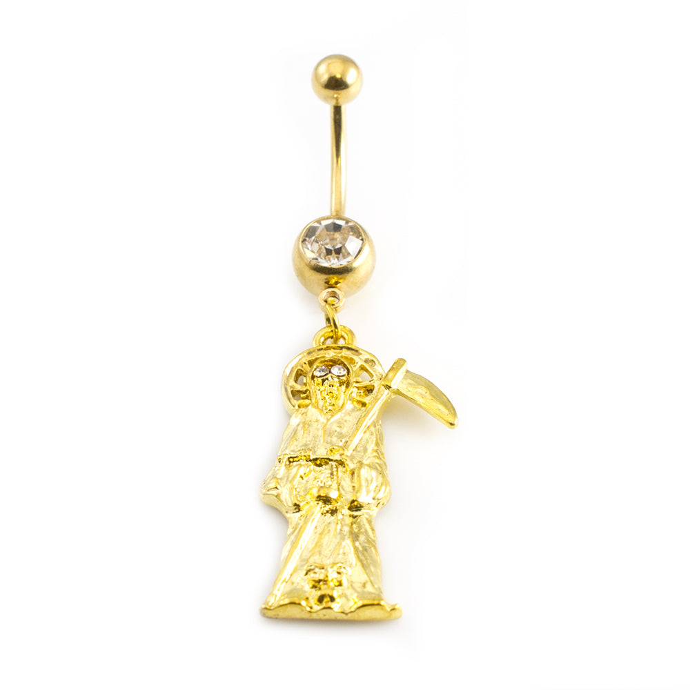 Surgical Steel 14 Gauge Belly Ring with Grim Reaper Dangle - photo 2