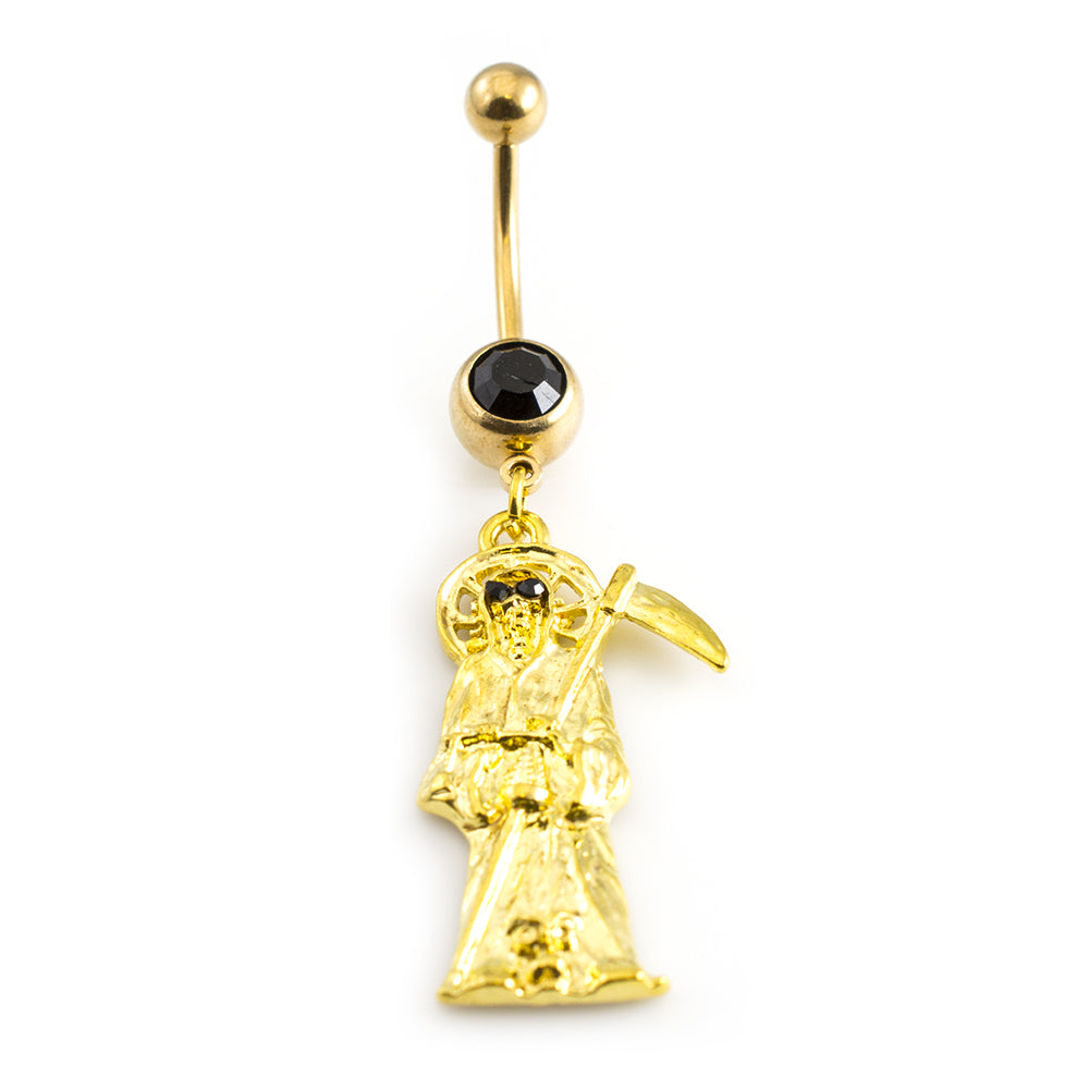 Surgical Steel 14 Gauge Belly Ring with Grim Reaper Dangle - photo 3