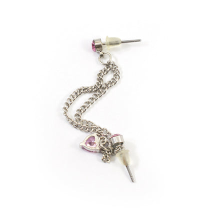 Surgical Steel Cartilage Chain Dangle Earring 22 Gauge & Pink Heart