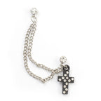 Surgical Steel Cartilage Chain Dangle Earring 22 Gauge & Black Cross - Kruelty