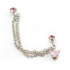 Surgical Steel Cartilage Chain Dangle Earring 22 Gauge & Pink Star - Kruelty