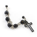 Surgical Steel Cartilage Chain Dangle Earring 22 Gauge & Black Rosary - Kruelty - Photo 4