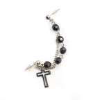 Surgical Steel Cartilage Chain Dangle Earring 22 Gauge & Black Rosary - Kruelty - Photo 3