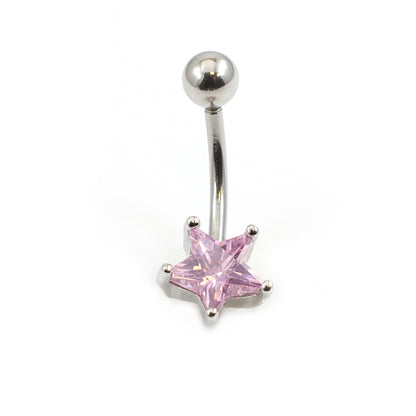Surgical Steel 14 Gauge Belly Ring with Prong Set CZ Star - photo 5