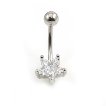 Surgical Steel 14 Gauge Belly Ring with Prong Set CZ Star - photo 8