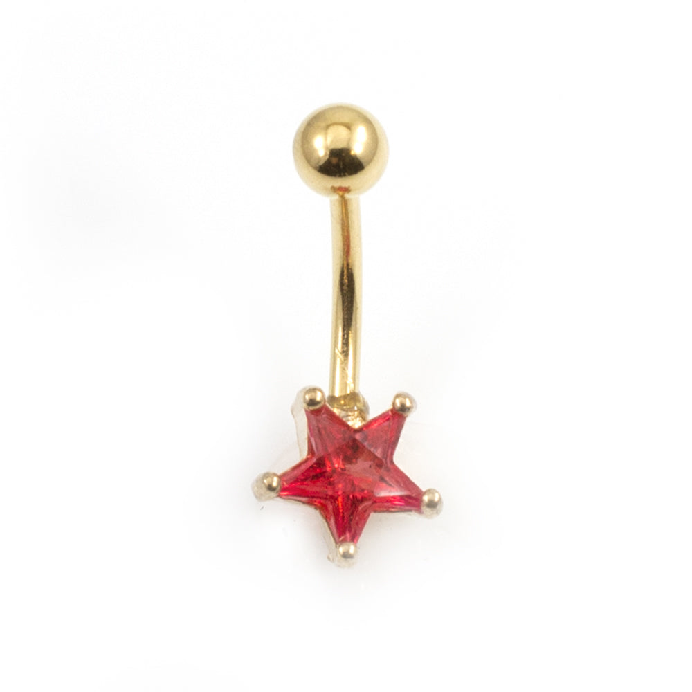 Surgical Steel 14 Gauge Belly Ring with Prong Set CZ Star - photo 9
