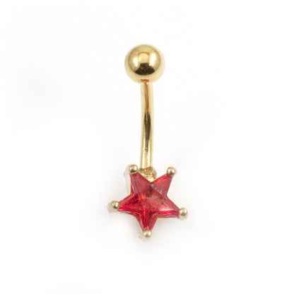 Surgical Steel 14 Gauge Belly Ring with Prong Set CZ Star - photo 9