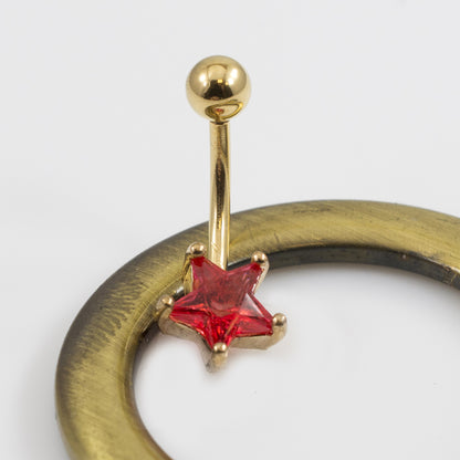 Surgical Steel 14 Gauge Belly Ring with Prong Set CZ Star - photo 10
