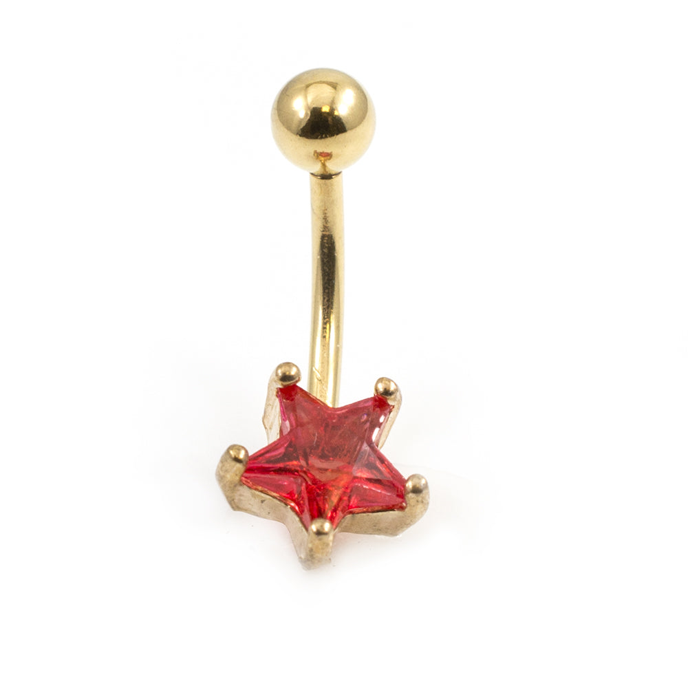Surgical Steel 14 Gauge Belly Ring with Prong Set CZ Star - photo 3