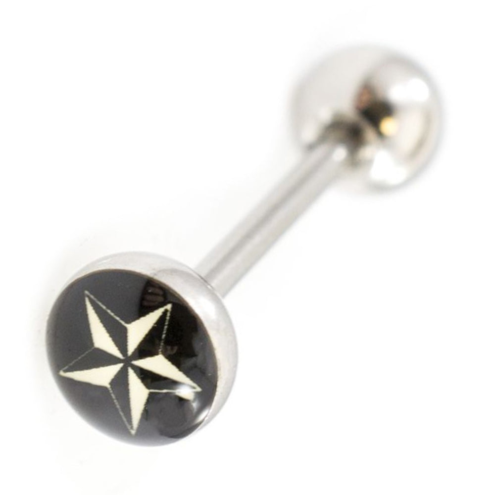 Surgical Steel 14 Gauge Tongue Barbell with Nautical Star