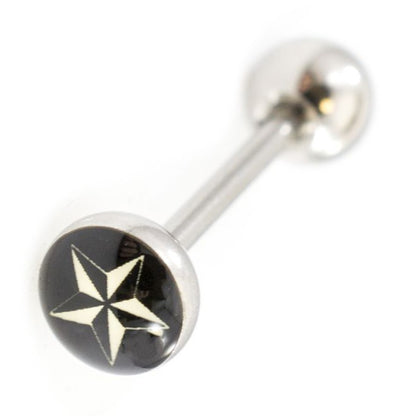 Surgical Steel 14 Gauge Tongue Barbell with Nautical Star