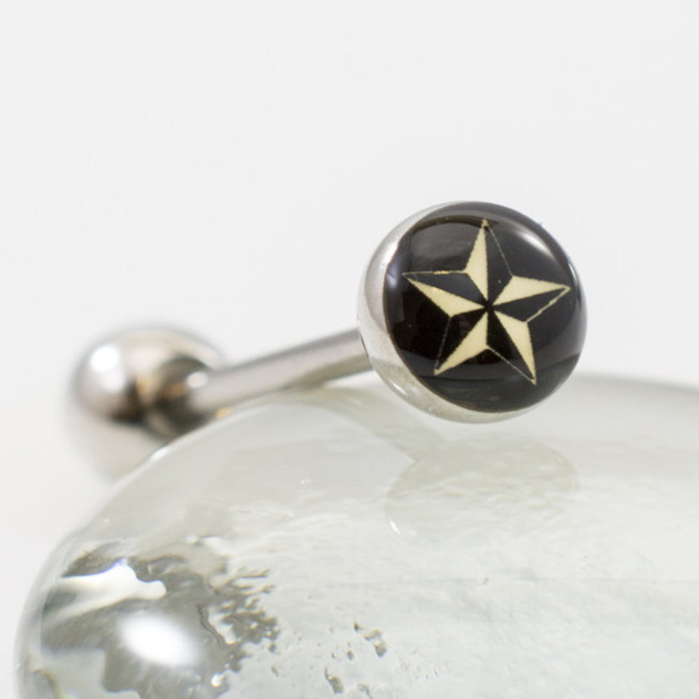 Surgical Steel 14 Gauge Tongue Barbell with Nautical Star - photo 2