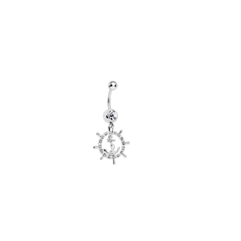 Surgical Steel 14 Gauge Belly Ring with Nautical Ship's Wheel