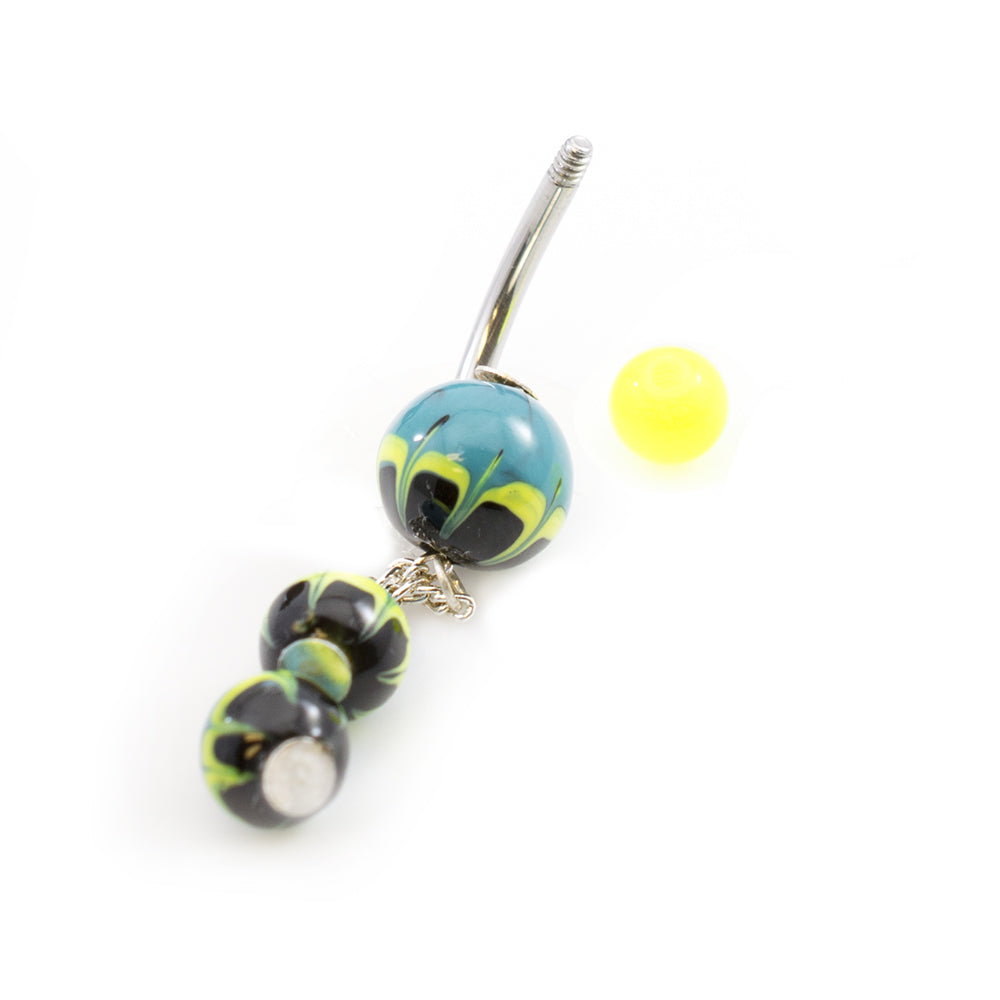 Surgical Steel 14 Gauge Belly Ring with Abstract Painting Ball - photo 2