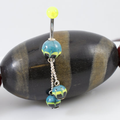 Surgical Steel 14 Gauge Belly Ring with Abstract Painting Ball - photo 3