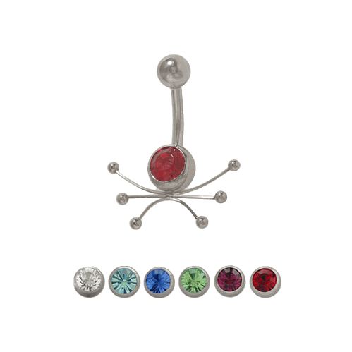 Surgical Steel 14 Gauge Belly Ring with Satellite CZ Jewel