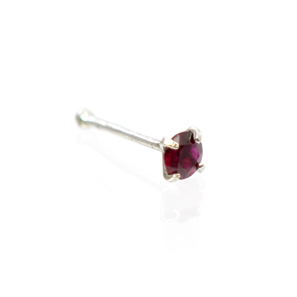 14K Solid Gold 22 Gauge Nose Bone Stud with Real Ruby - photo 5
