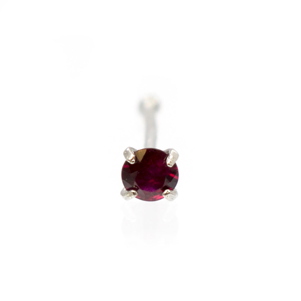 14K Solid Gold 22 Gauge Nose Bone Stud with Real Ruby - photo 6
