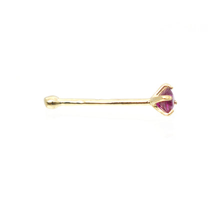 14K Solid Gold 22 Gauge Nose Bone Stud with Real Ruby - photo 7