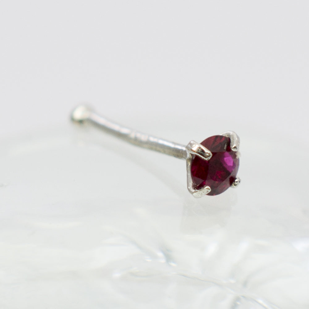 14K Solid Gold 22 Gauge Nose Bone Stud with Real Ruby - photo 9