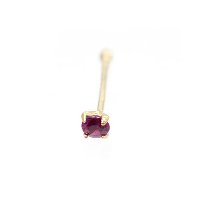 14K Solid Gold 22 Gauge Nose Bone Stud with Real Ruby - photo 4