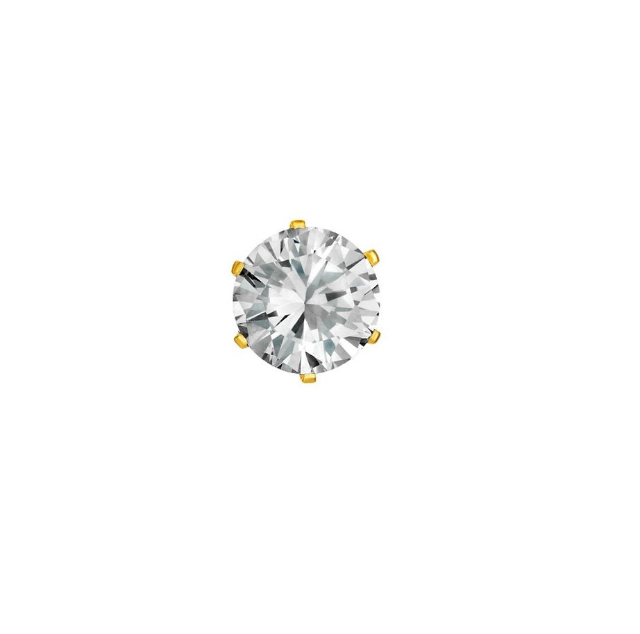 14K Yellow Gold 22 Gauge Fishtail Nose Stud with Prong CZ