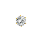 14K Yellow Gold 22 Gauge Fishtail Nose Stud with Prong CZ