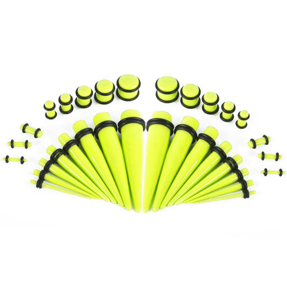 Neon Acrylic UV Glow Taper Ear Plugs 14 to 00 Gauge - 36 Pack