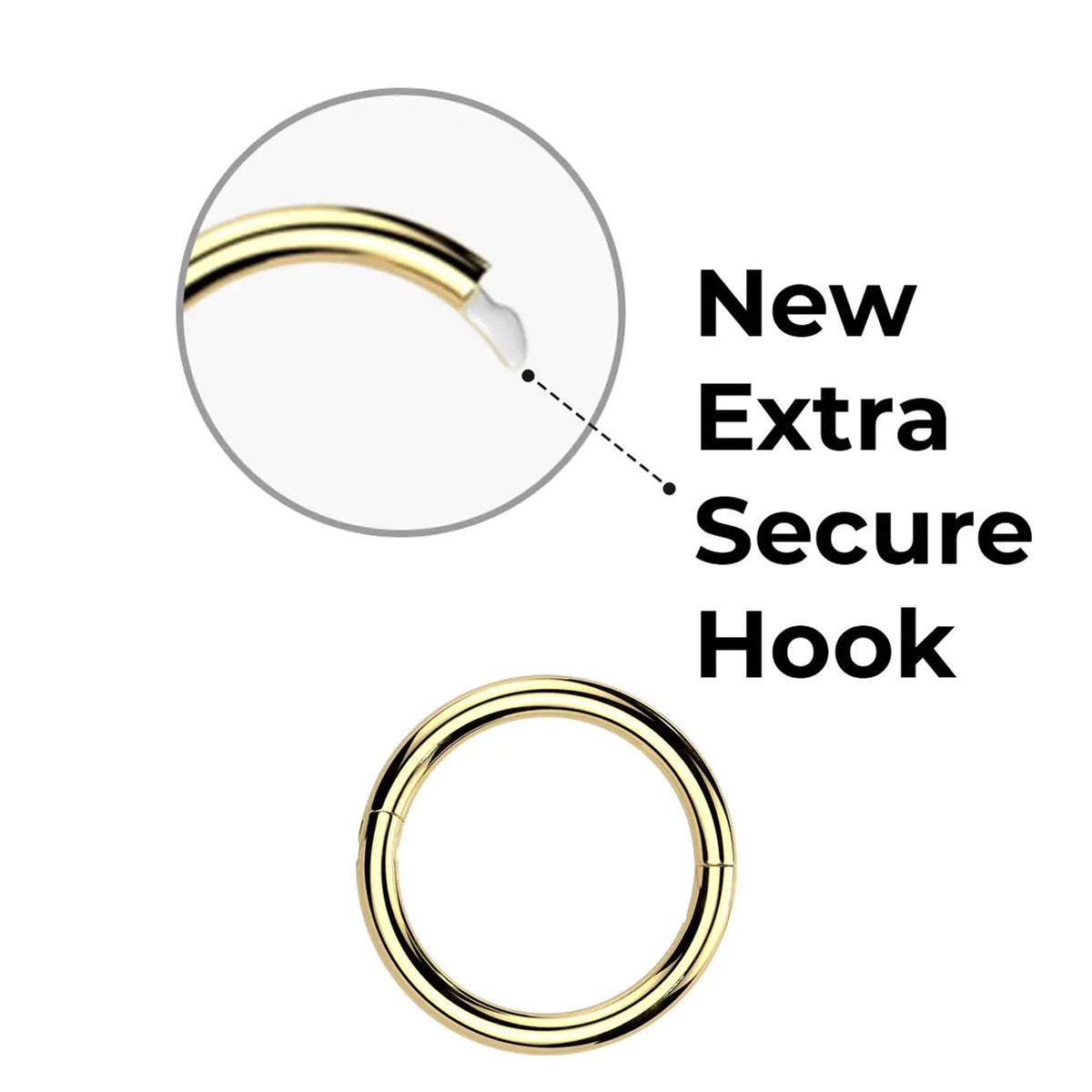Titanium Hinged Segment Nose Hoop Ring 18 Gauge with New Secure Hook - Kruelty - Photo 5