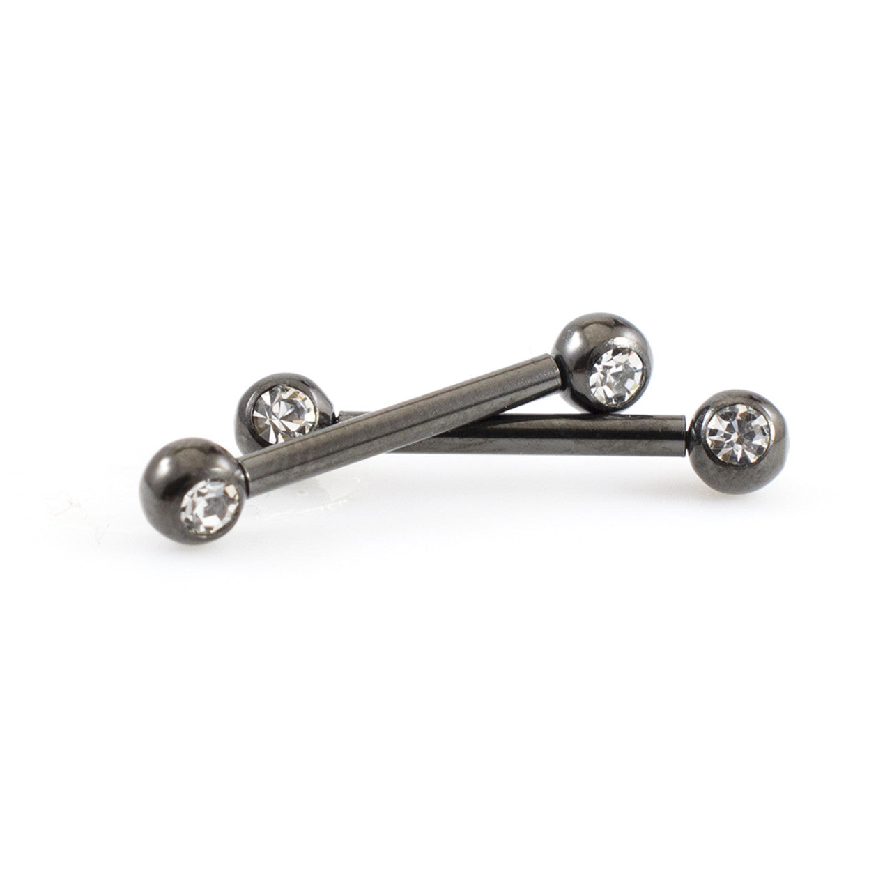 Surgical Steel Nipple Ring Barbell 14 Gauge Threadless With Ball CZ