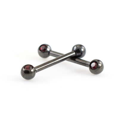 Surgical Steel Nipple Ring Barbell 14 Gauge Threadless With Ball CZ