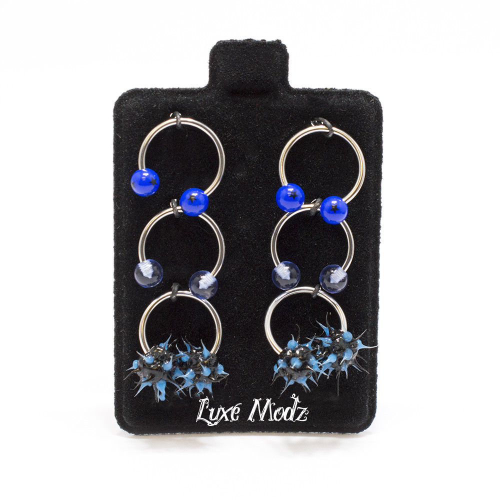 Surgical Steel 18G Horseshoe Barbell Blue Acrylic Balls - 6 Pack