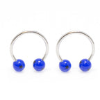 Surgical Steel 18G Horseshoe Barbell Blue Acrylic Balls - 6 Pack
