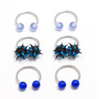 Surgical Steel 18G Horseshoe Barbell Blue Acrylic Balls - 6 Pack