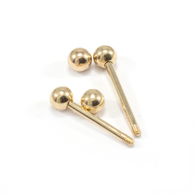 14 Karat Solid Gold Nipple Ring Straight Barbell 14 Gauge - Pair