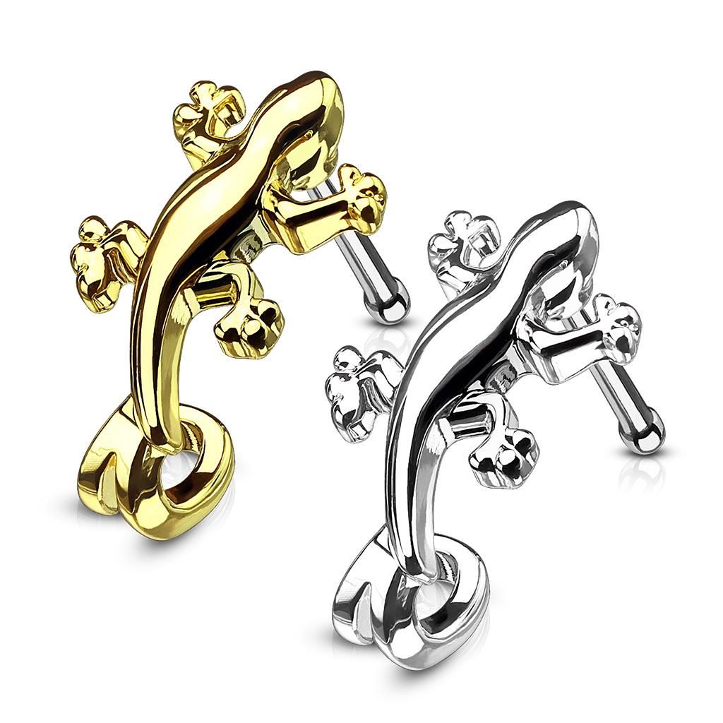 Surgical Steel 20 Gauge Nose Bone Stud with Gecko Crawler