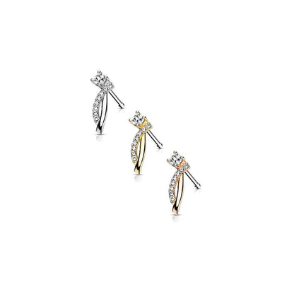 Surgical Steel 20 Gauge Nose Bone Stud with CZ Crawling Curves