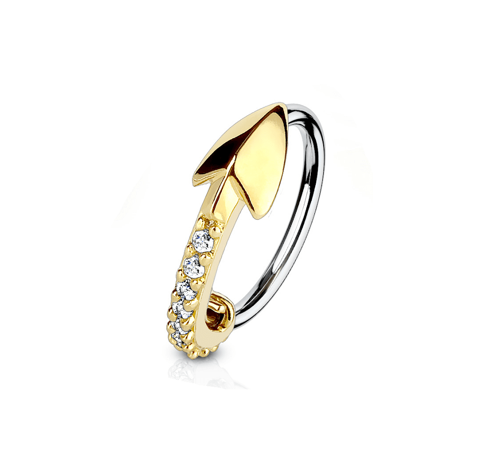 Surgical Steel Bendable Nose Hoop Ring with CZ Arrow - 18 & 20 Gauge - photo 2
