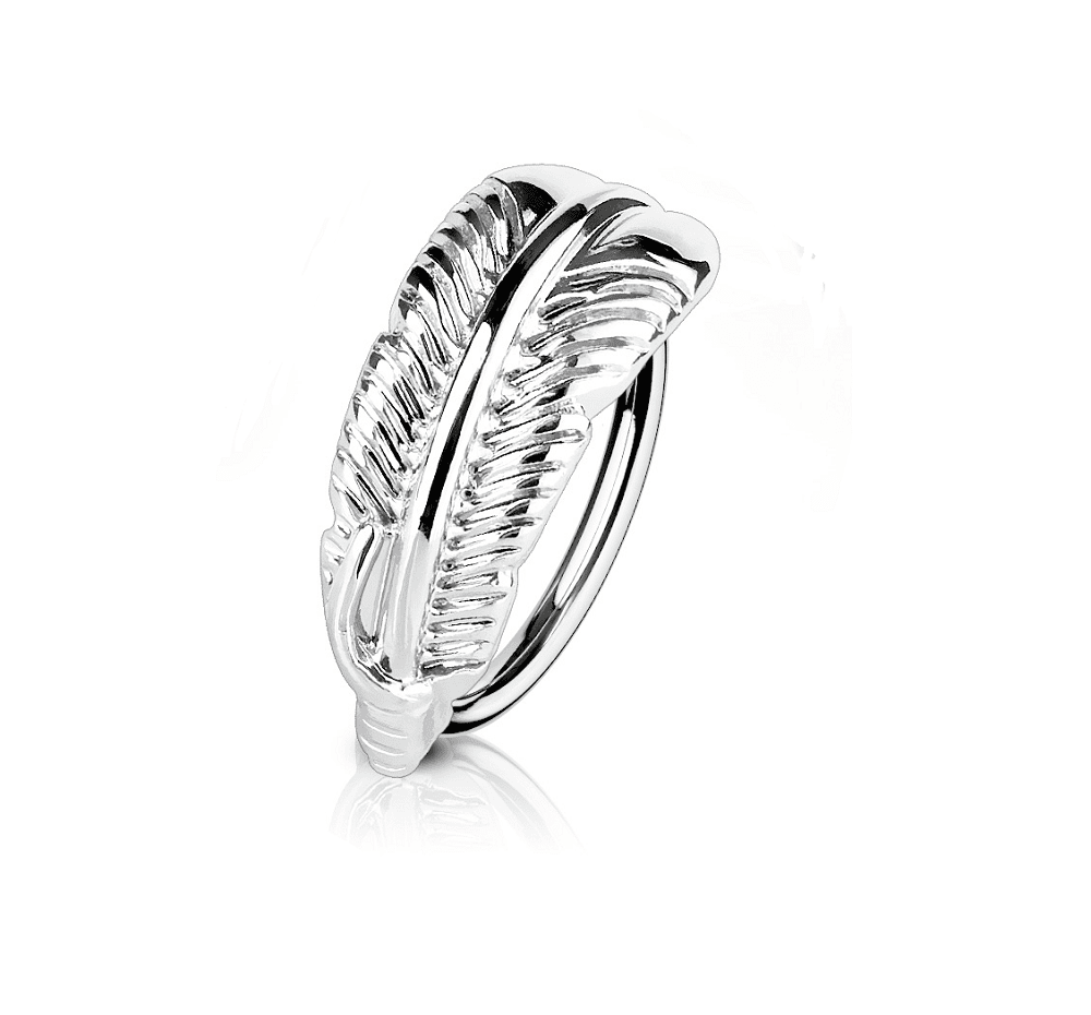 Surgical Steel Bendable Nose Hoop Ring with Feather - 18 & 20 Gauge - photo 4
