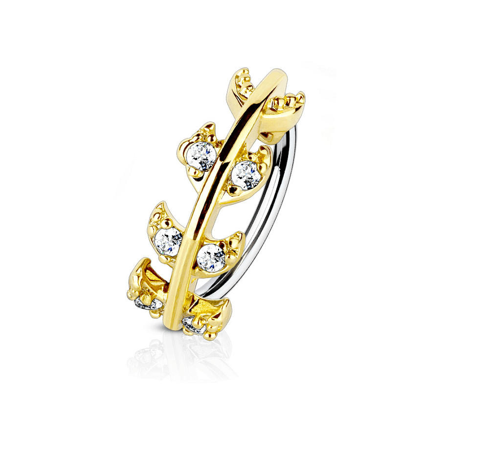 Surgical Steel Bendable Nose Hoop Ring with CZ Vine - 18 & 20 Gauge - photo 3