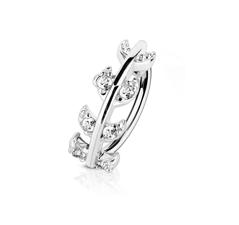 Surgical Steel Bendable Nose Hoop Ring with CZ Vine - 18 & 20 Gauge - photo 4